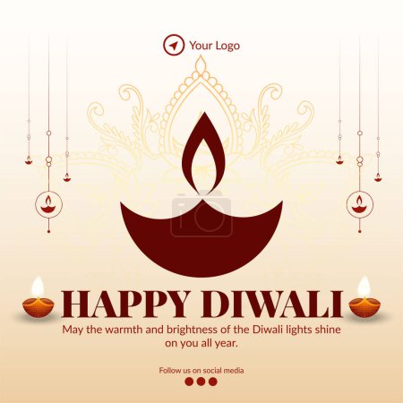 Ilustración de Elegante diseño de banner de celebración del festival Diwali de plantillas de luces. - Imagen libre de derechos