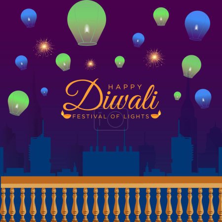 Ilustración de Hermosa plantilla de diseño del banner del festival indio Diwali Happy. - Imagen libre de derechos