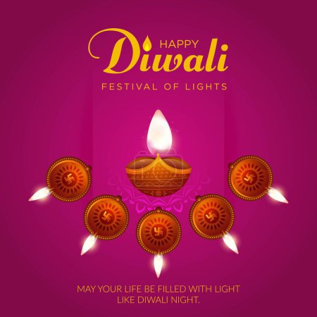 Illustration for Beautiful Happy Diwali Indian festival banner design template. - Royalty Free Image