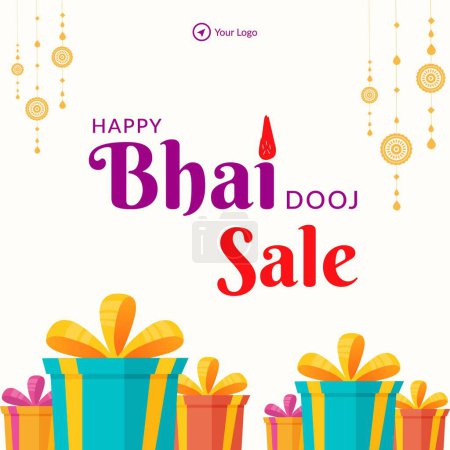 Illustration for Indian festival Happy Bhai Dooj sale banner design template. - Royalty Free Image