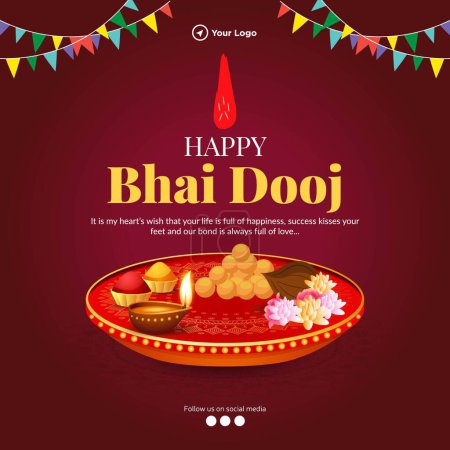 Illustration for Happy Bhai Dooj Indian festival banner design template. - Royalty Free Image