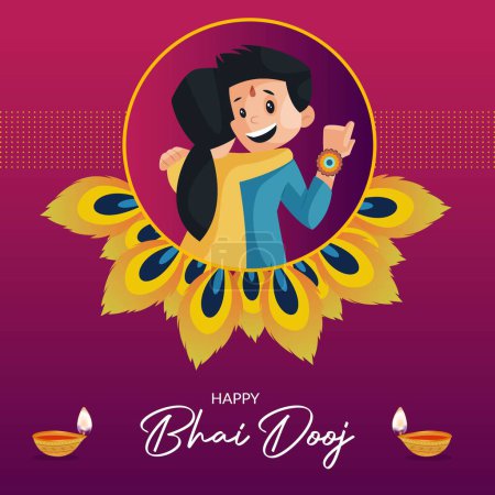 Téléchargez les illustrations : Modèle de conception de bannière du festival indien Happy Bhai Dooj. - en licence libre de droit
