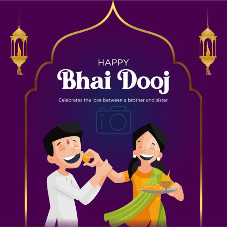 Illustration for Banner design template of Indian festival  Happy Bhai Dooj. - Royalty Free Image