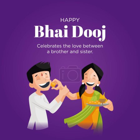 Illustration for Banner design template of Indian festival  Happy Bhai Dooj. - Royalty Free Image