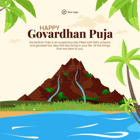 Téléchargez les illustrations : Happy Govardhan Puja Modèle de conception de bannière de festival religieux indien - en licence libre de droit