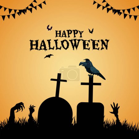 Illustration for Happy Halloween banner design template. - Royalty Free Image