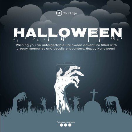 Téléchargez les illustrations : Joyeux modèle de conception de bannière Halloween. - en licence libre de droit