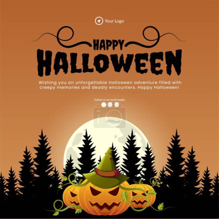 Ilustración de Plantilla de diseño de bandera de Halloween feliz. - Imagen libre de derechos
