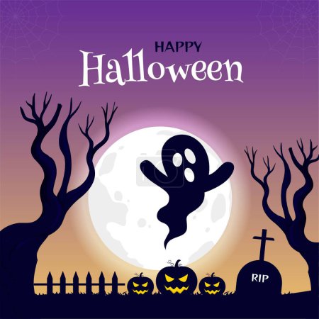 Ilustración de Plantilla de diseño de bandera de Halloween feliz. - Imagen libre de derechos