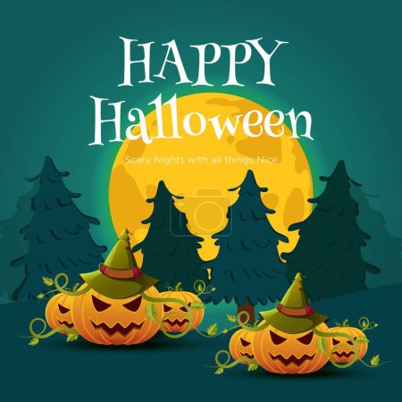 Illustration for Banner design template of Happy Halloween. - Royalty Free Image