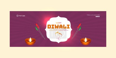Ilustración de Portada del festival indio Happy Diwali plantilla. - Imagen libre de derechos