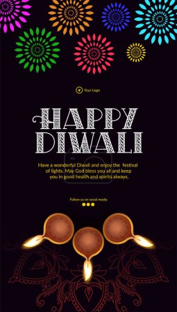 Téléchargez les illustrations : Festival indien Happy Diwali portrait modèle design - en licence libre de droit