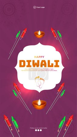 Ilustración de Festival indio Happy Diwali retrato plantilla diseño - Imagen libre de derechos
