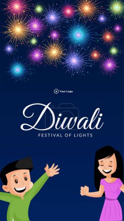 Illustration for Indian festival Happy Diwali portrait template design - Royalty Free Image
