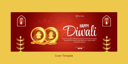 Illustration for Happy Diwali Indian festival cover page template - Royalty Free Image