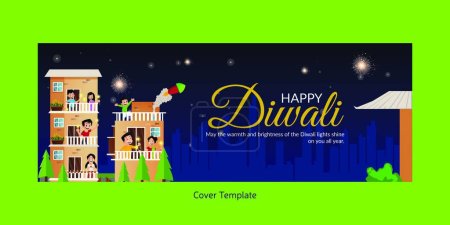 Téléchargez les illustrations : Happy Diwali Indian festival page couverture modèle - en licence libre de droit