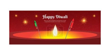 Illustration for Cover page of Indian festival Happy Diwali template. - Royalty Free Image
