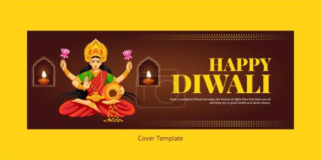 Illustration for Happy Diwali Indian festival cover page template. - Royalty Free Image
