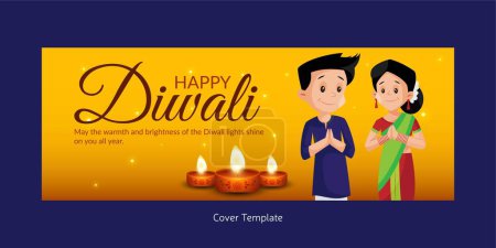 Téléchargez les illustrations : Happy Diwali Indian festival page couverture modèle. - en licence libre de droit