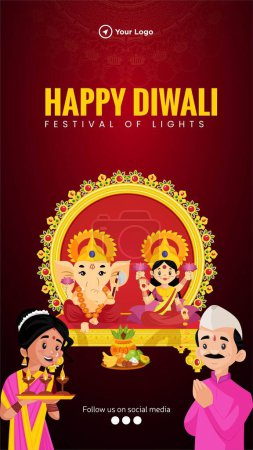 Illustration for Happy Diwali Indian festival portrait template design. - Royalty Free Image