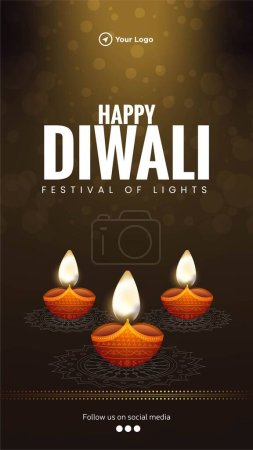 Illustration for Happy Diwali Indian festival portrait template design. - Royalty Free Image