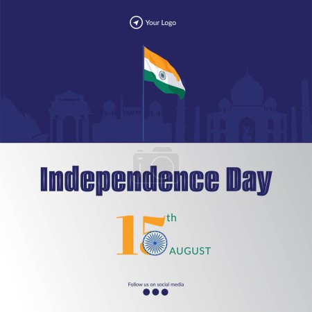 Téléchargez les illustrations : Conception de bannière de 15 août heureux modèle de jour de l'indépendance. - en licence libre de droit