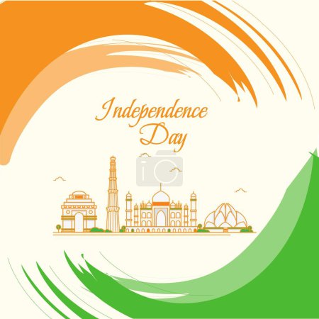 Ilustración de Banner de diseño del 15 de agosto feliz plantilla de día de la independencia. - Imagen libre de derechos