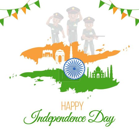 Illustration for Banner design of 15th august happy independence day template - Royalty Free Image