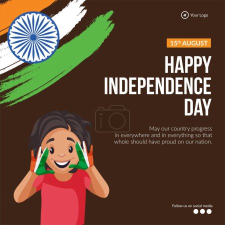 Illustration for Banner design of 15th august happy independence day template. - Royalty Free Image