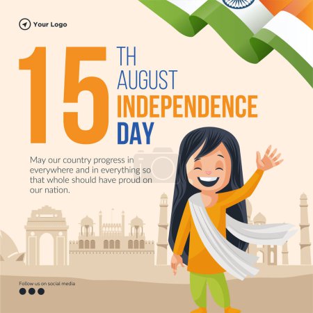 Ilustración de Diseño de la bandera de la plantilla del día de independencia de la India del 15 de agosto. - Imagen libre de derechos