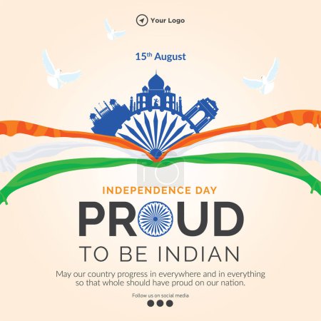Ilustración de Banner de diseño del día de la independencia orgulloso de ser plantilla india. - Imagen libre de derechos