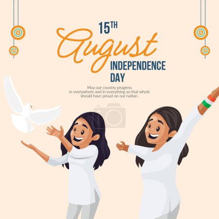 Illustration for Banner design of 15th august India independence day template. - Royalty Free Image
