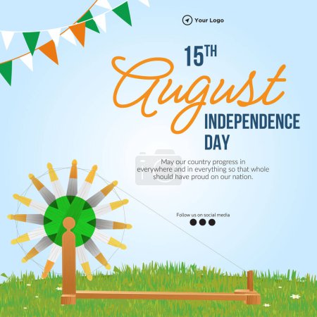 Téléchargez les illustrations : Conception de bannière du modèle de jour de l'indépendance de l'Inde du 15 août. - en licence libre de droit
