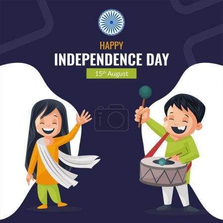 Illustration for Celebrating 15 august happy independence day banner design. - Royalty Free Image