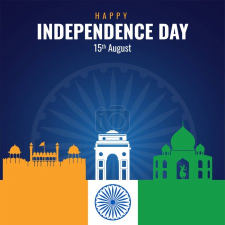 Ilustración de Celebrando 15 agosto feliz día de la independencia diseño de banner. - Imagen libre de derechos