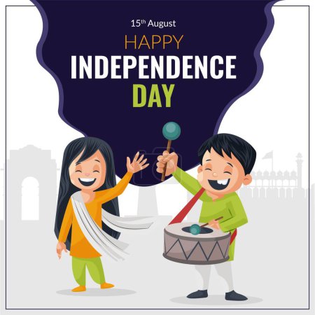 Téléchargez les illustrations : Célébration 15 août heureux conception de bannière de jour de l'indépendance. - en licence libre de droit