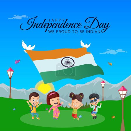 Illustration for Creative banner design of 15th august happy independence day template. - Royalty Free Image