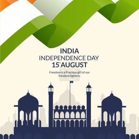 Ilustración de Banner de diseño de 15 agosto feliz plantilla de día de la independencia. - Imagen libre de derechos