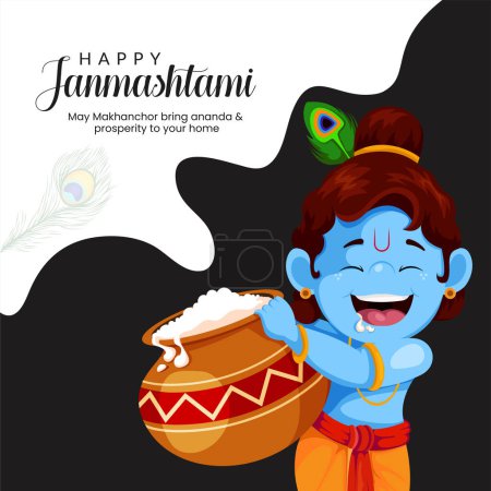 Téléchargez les illustrations : Beau modèle de conception de bannière de festival indien heureux Krishna Janmashtami - en licence libre de droit