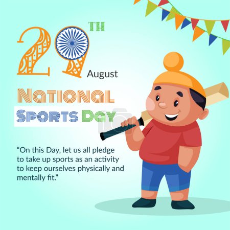 Illustration for Banner design of wishing you a very happy national sports day template. - Royalty Free Image