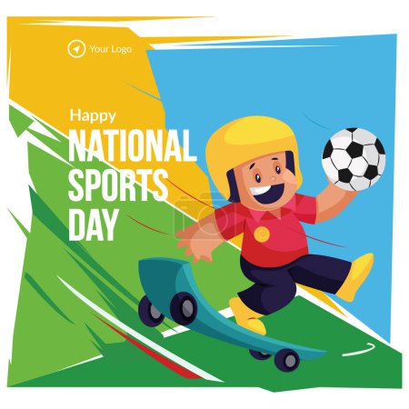 Téléchargez les illustrations : Conception de bannière de vous souhaiter un modèle de journée nationale du sport très heureux. - en licence libre de droit