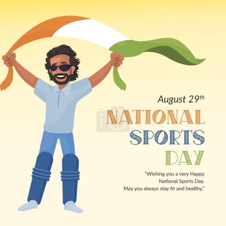 Illustration for Banner design of wishing you a very happy national sports day template. - Royalty Free Image