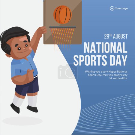 Illustration for Banner design of happy national sports day template. - Royalty Free Image