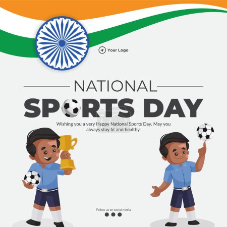 Illustration for Banner design of happy national sports day template. - Royalty Free Image