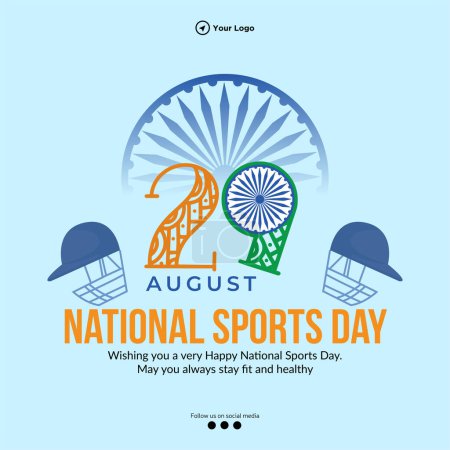 Téléchargez les illustrations : Conception de bannière de heureux modèle de journée nationale du sport. - en licence libre de droit