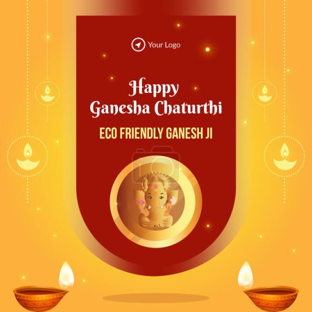 Illustration for Banner design of eco friendly happy Ganesh Chaturthi template. - Royalty Free Image