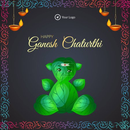 Illustration for Banner design of Hindu traditional festival happy Ganesh Chaturthi template. - Royalty Free Image