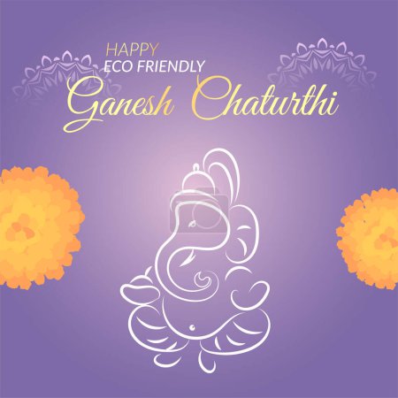 Ilustración de Banner de diseño ecológico feliz Ganesh Chaturthi plantilla. - Imagen libre de derechos