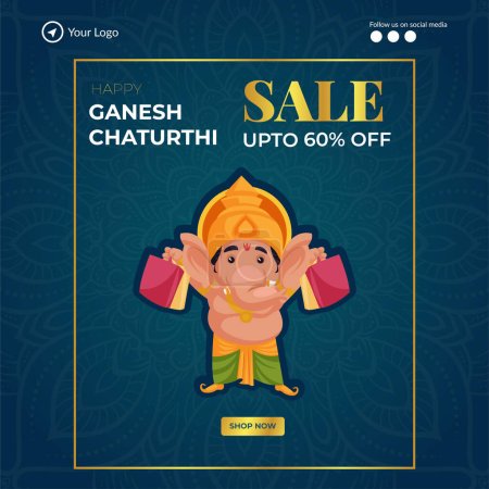 Téléchargez les illustrations : Conception de bannière du festival traditionnel hindou heureux modèle de vente Ganesh Chaturthi. - en licence libre de droit