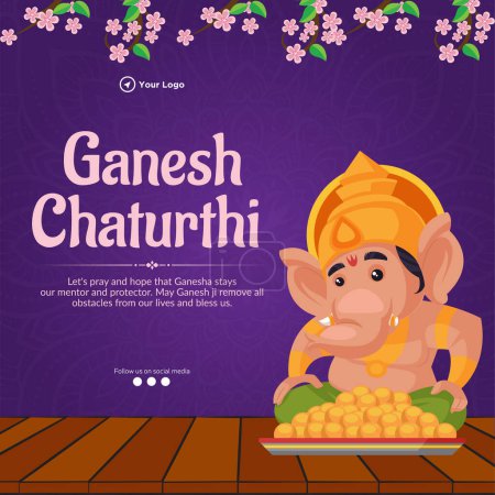 Ilustración de Indio hindú festival tradicional feliz Ganesh Chaturthi plantilla de banner. - Imagen libre de derechos